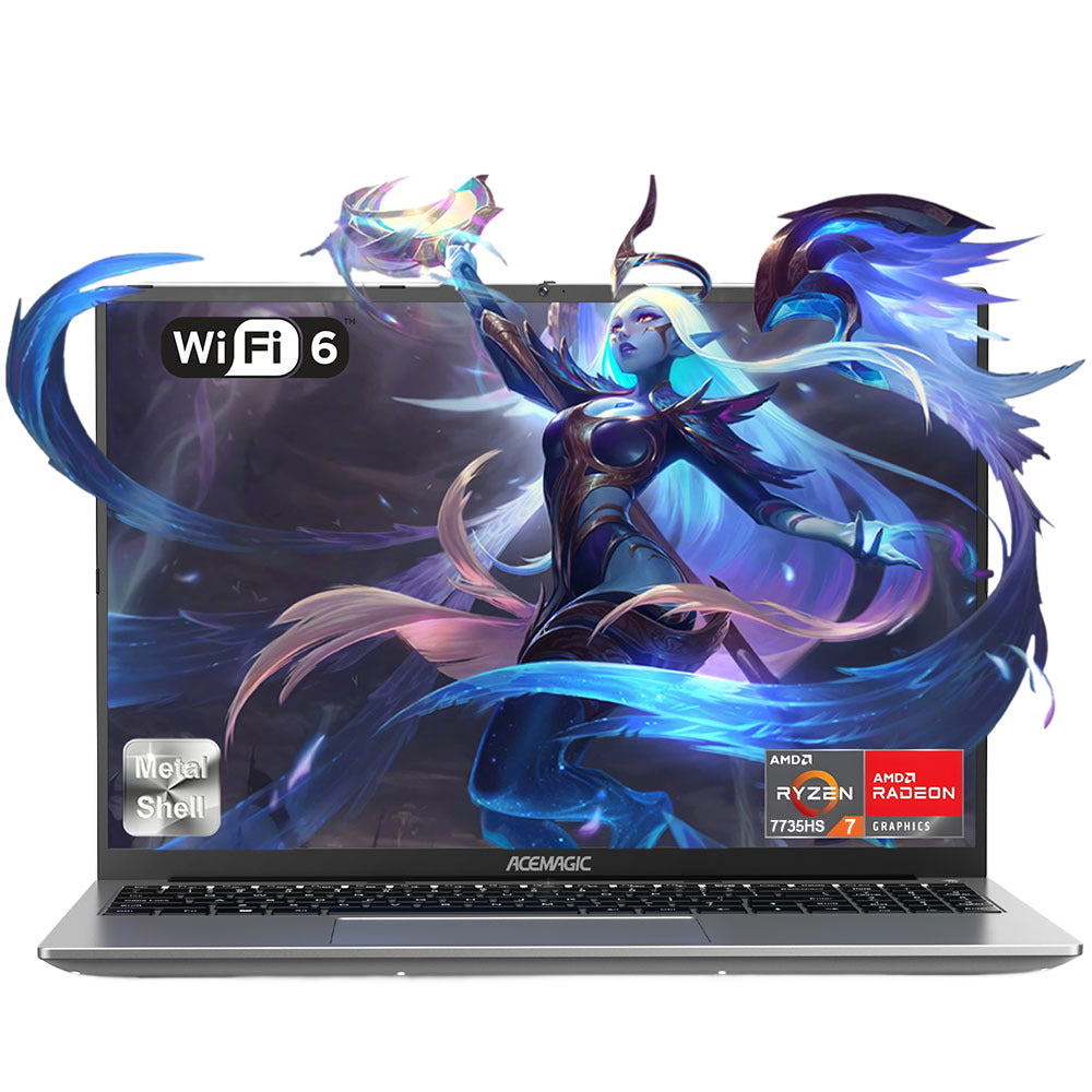 Image from ACEMAGIC 16.1" Gaming Laptop with AMD Ryzen 7 7735HS Processor up to 4.75 GHz (Compare 13th i7-1370P), 8 Core- 4800MHz 16GB RAM DDR5*2 512GB M.2 SSD,1920*1200 FHD,WiFi 6.0,Radeon 680M GPU, Backlit Keyboard - Copy