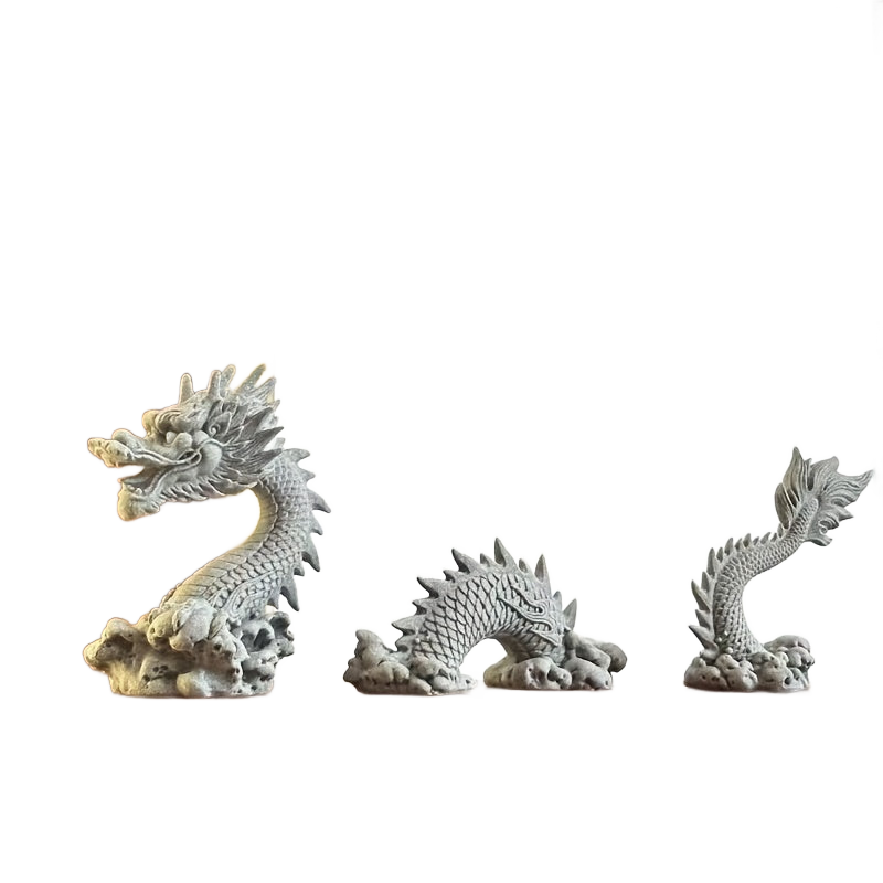 Image from 3pcs Chinese Dragon Sculpture Set - Handcrafted Carved Stone Art Figurines, Suitable for Home Office Desk Decor, Fish Tank Landscape, Auspicious Feng Shui Ornaments, Tea Pets and Holiday Gifts - Copy