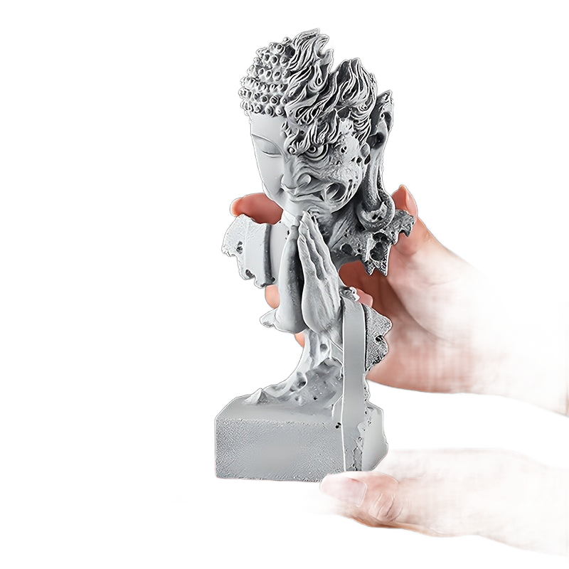 Image from 1pc, Zen Buddha Statue, "One Thought Between Heaven and Hell", Classic Stone Craft, Multi-Functional Decor for Home, Living Room, Study, Tea Area, Perfect Gift for Indoor & Outdoor Use, Suitable for Halloween, Easter, Christm - Copy