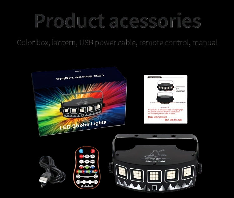 LED Strobe Light with Remote Control – 5-Eye Blacklight Disco Party