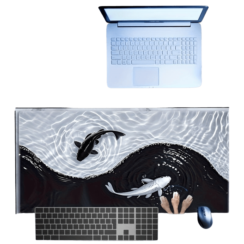 Gaming Mouse Pad Waterproof Koi Fish & Tai Chi Design - TKINGS