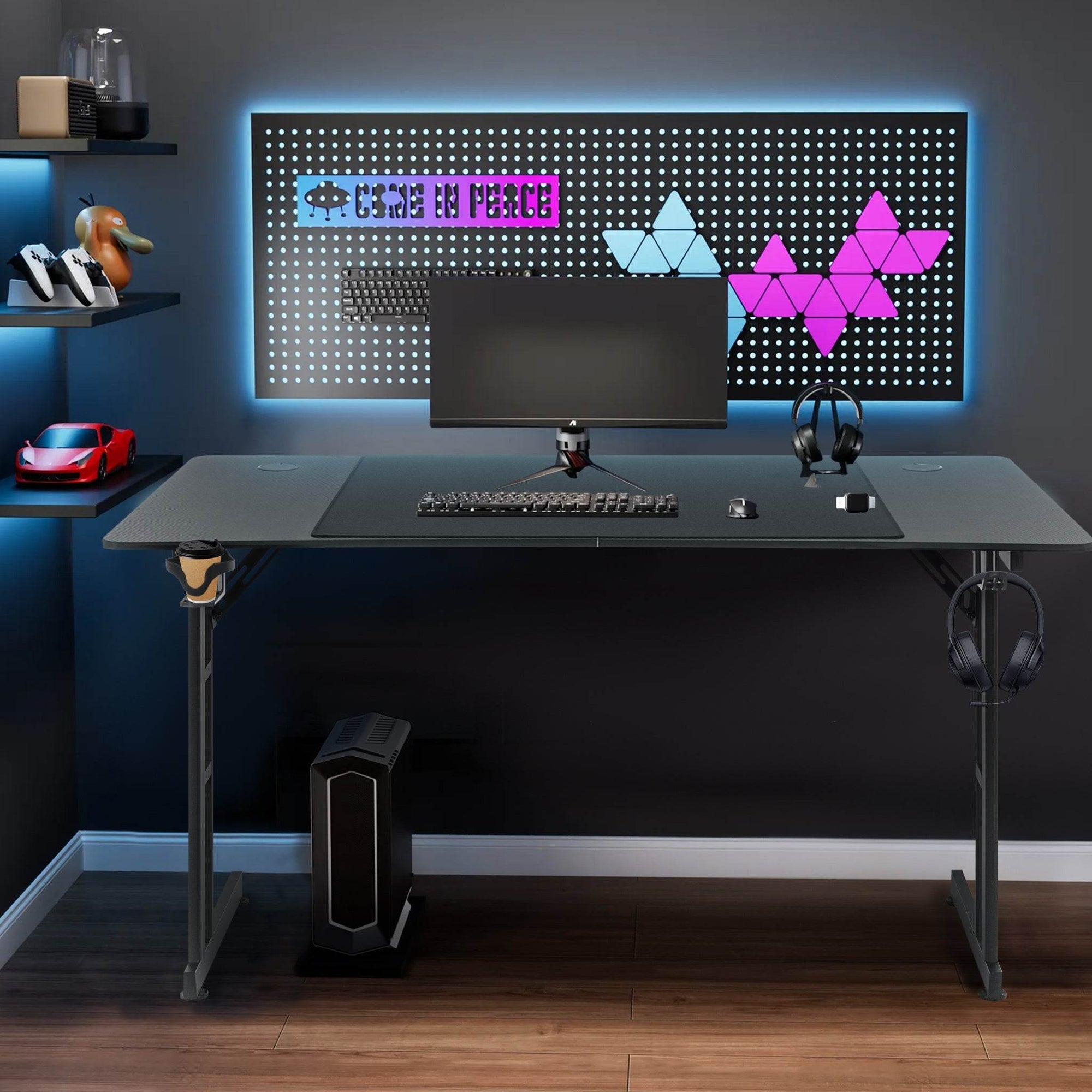 Gaming Desk with Headset And Cup Holder - TKINGS
