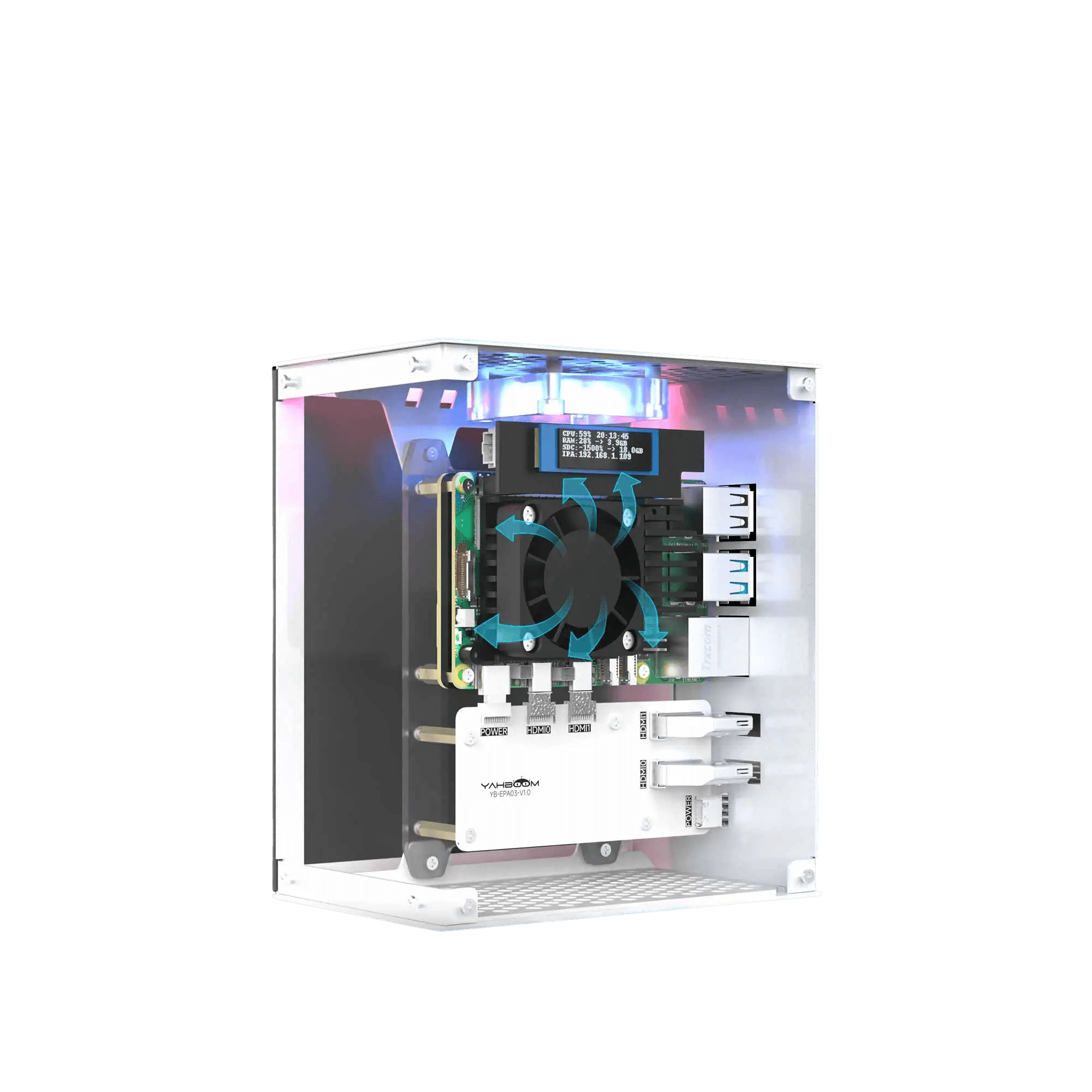 Protective Case for Raspberry Pi 5 Kit with Cooling Fan RGB - TKINGS