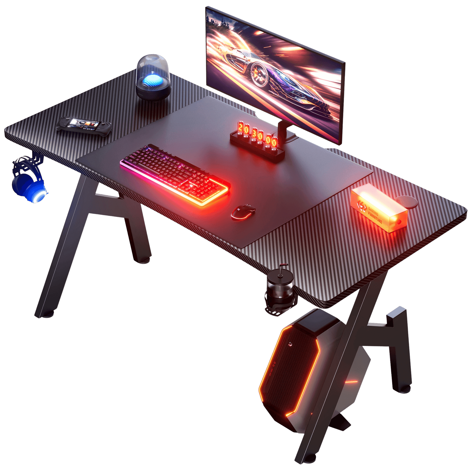 Sturdy Gaming Desk with Carbon Fiber Coating - TKINGS