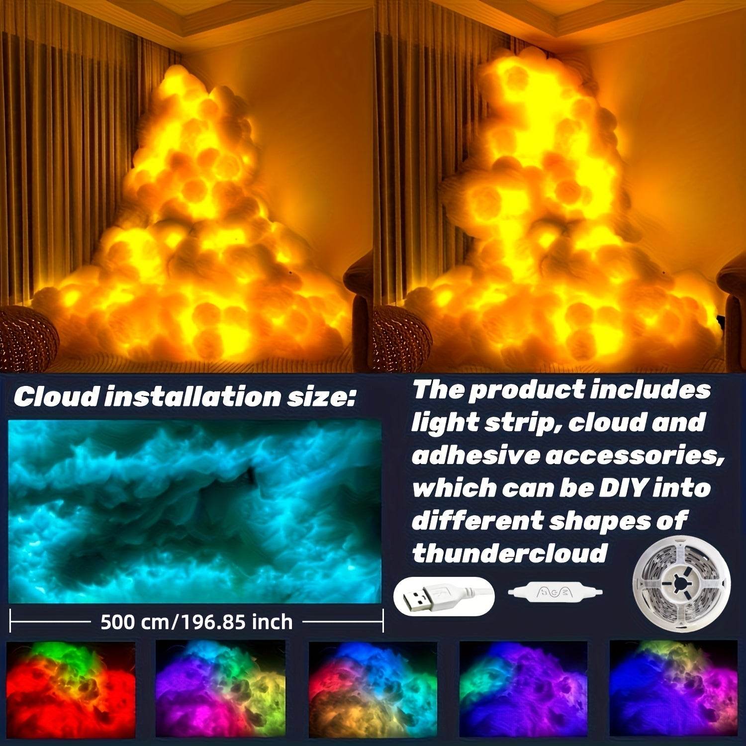 Smart Thunder Cloud Light - 5.0 meter Multi-Color Ambient Decorative - TKINGS