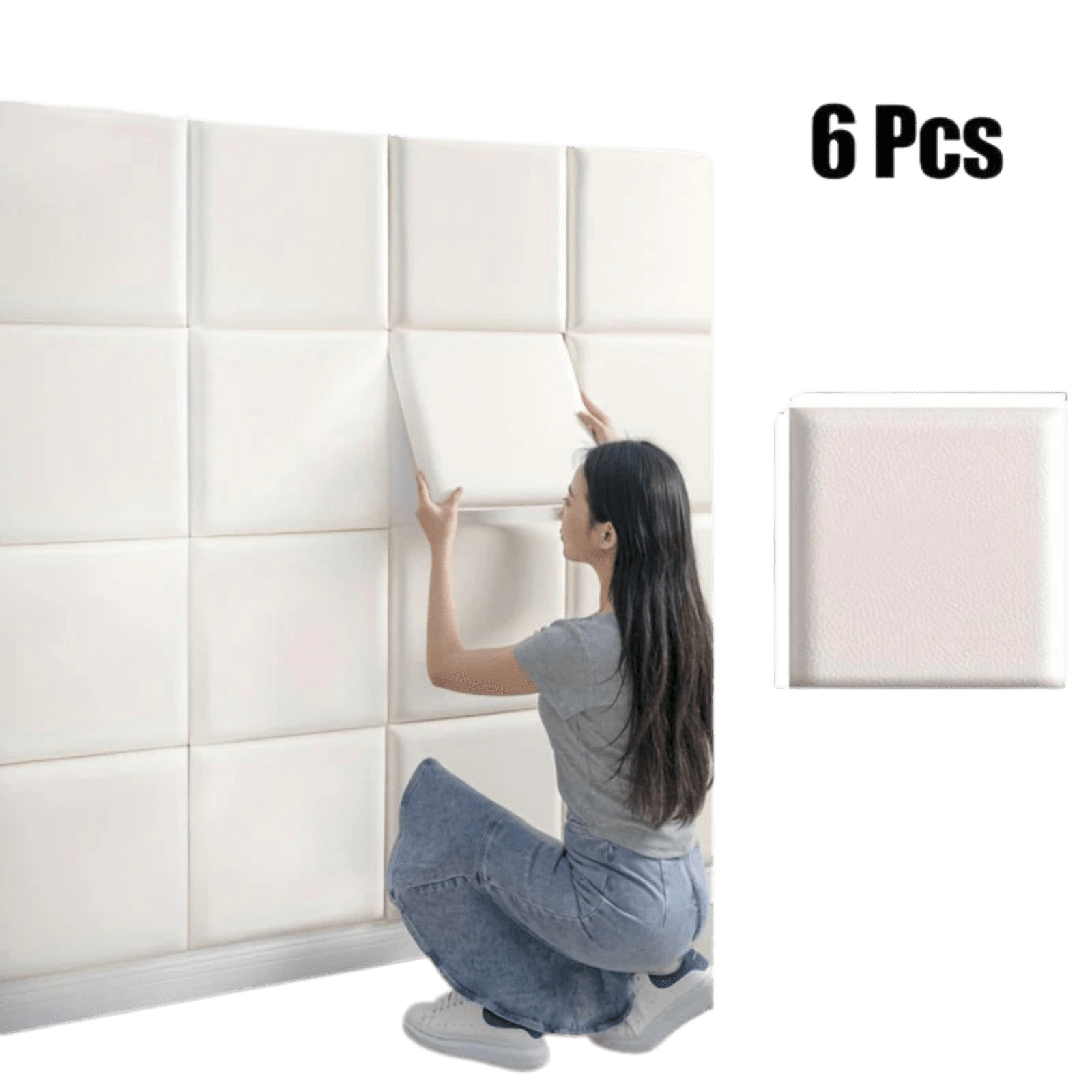 6/10pcs Premium Vinyl Wall Panels, Thickened 3D Headboard Tatami - TKINGS