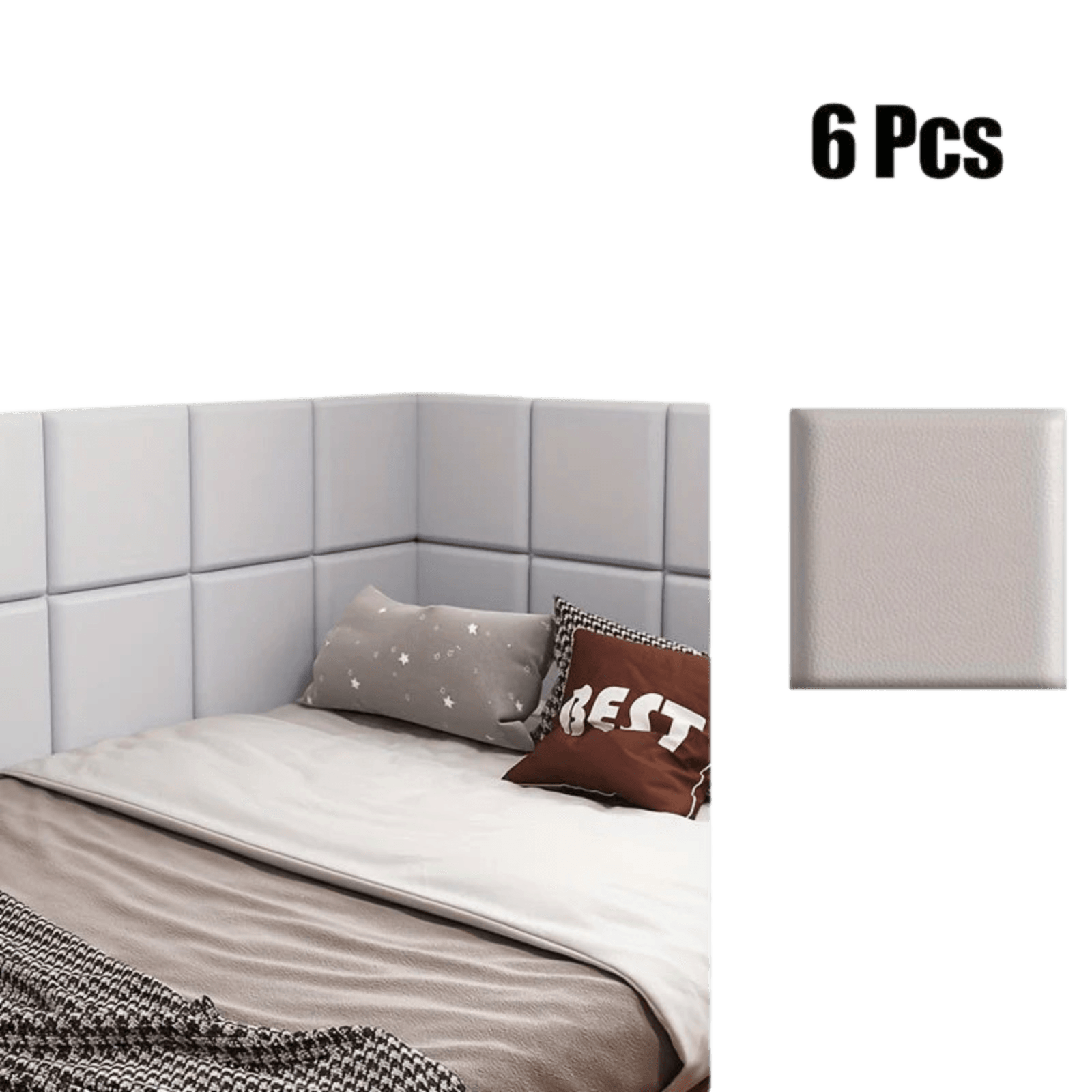 6/10pcs Premium Vinyl Wall Panels, Thickened 3D Headboard Tatami - TKINGS