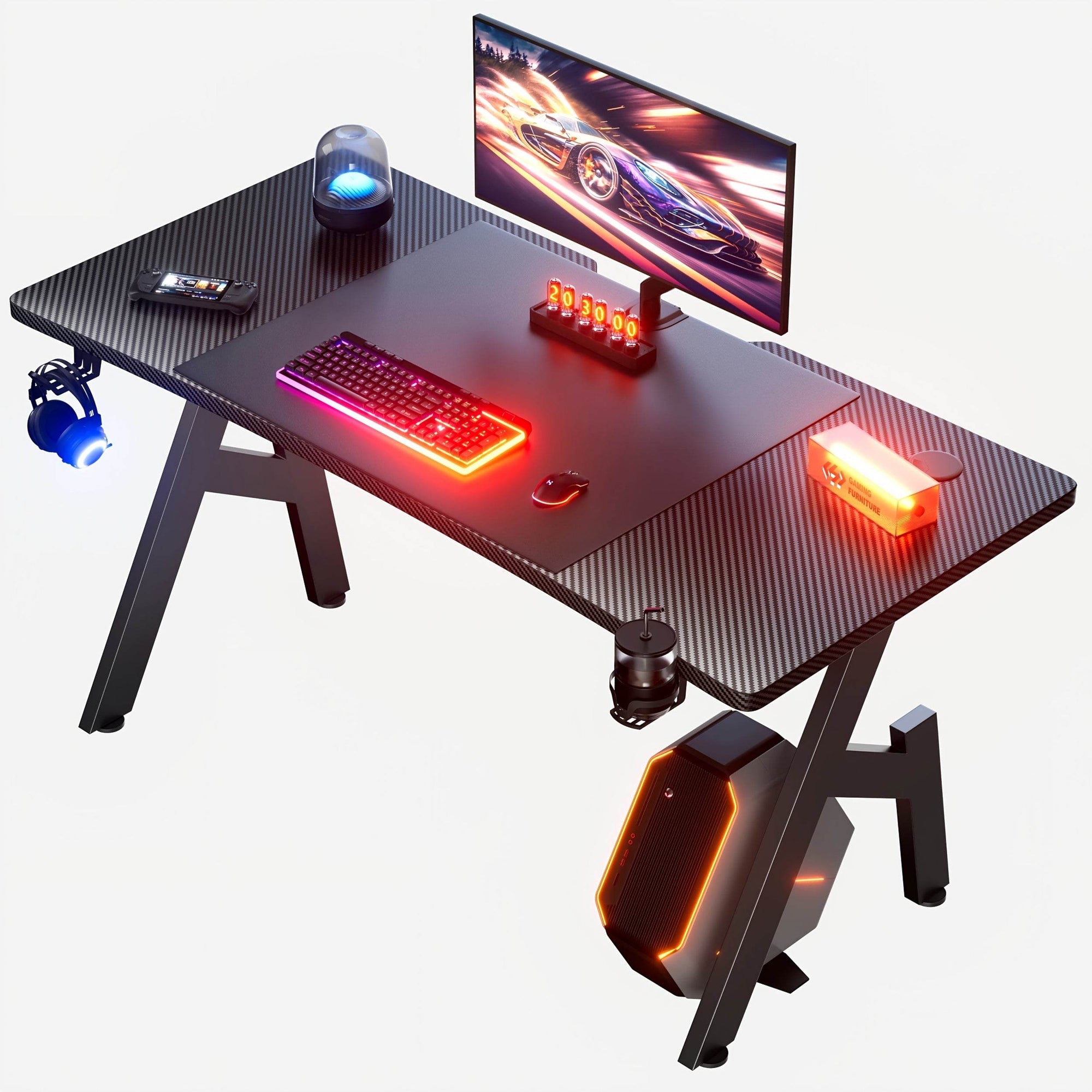 Sturdy Gaming Desk with Carbon Fiber Coating - TKINGS