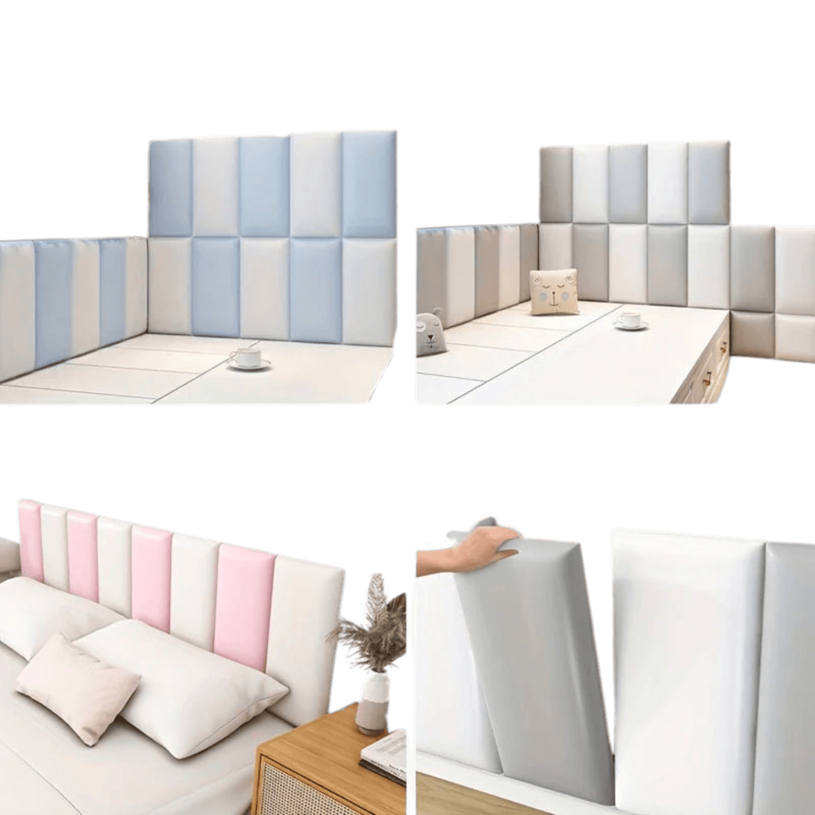 6/10pcs Premium Vinyl Wall Panels, Thickened 3D Headboard Tatami - TKINGS