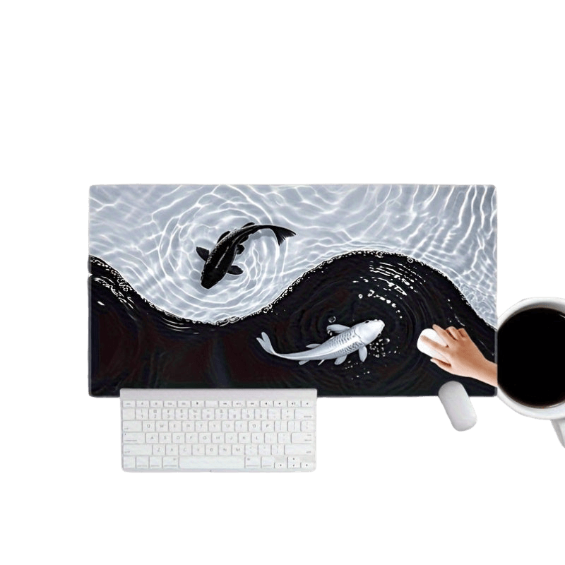Gaming Mouse Pad Waterproof Koi Fish & Tai Chi Design - TKINGS