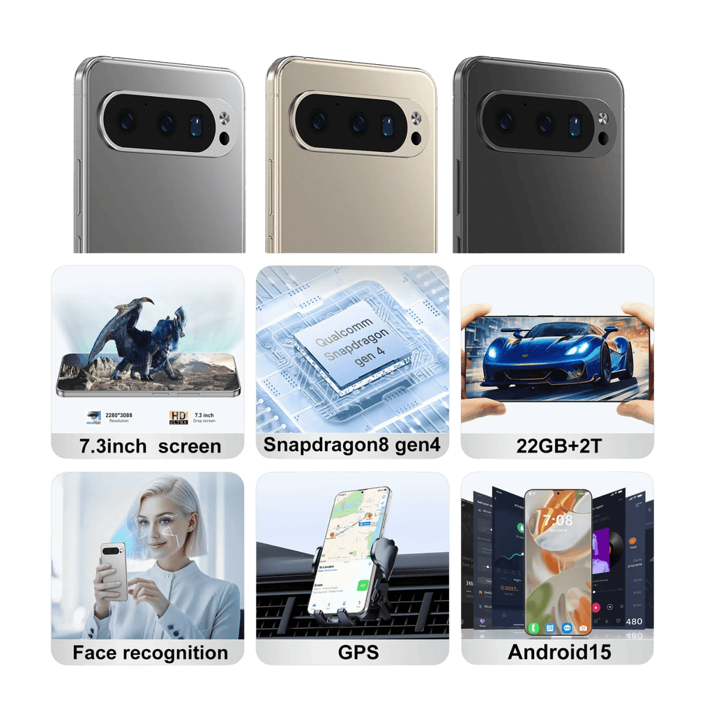 Pixel 9 Pro XL Smartphone 7.3 FHD 22G 2TB 8800mAh 78+108MP 4/5G - TKINGS