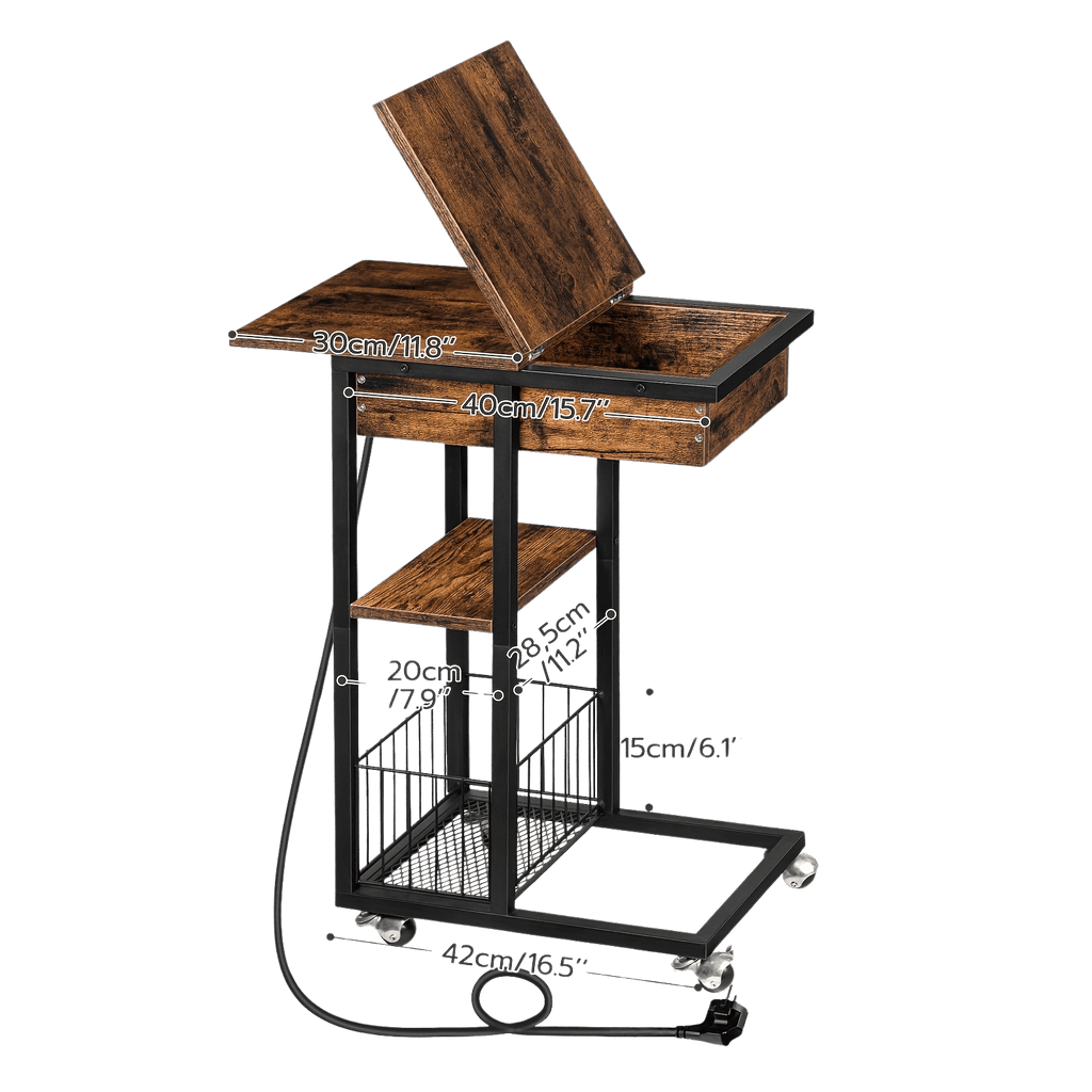 Vintage Tech Table with Charging Station - TKINGS