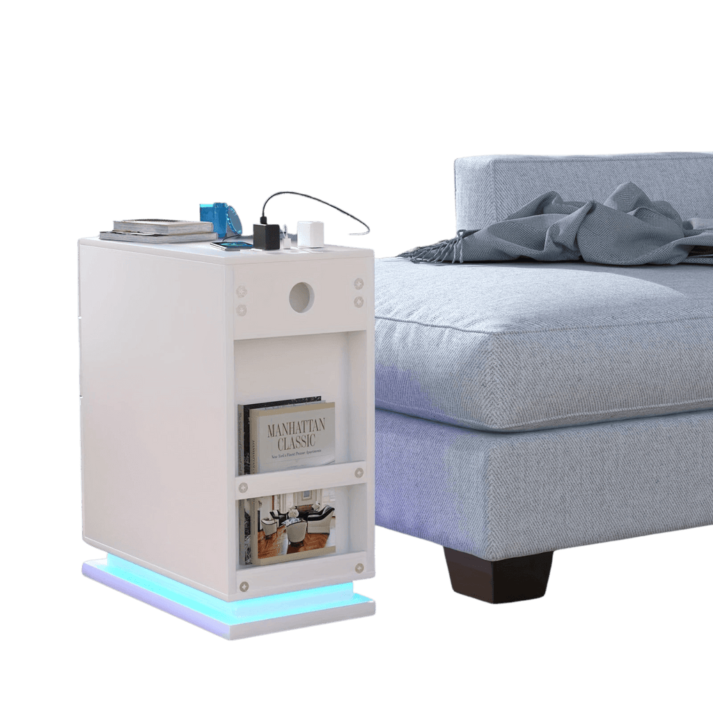 Bedroom Nightstand with 2 Drawers, Sofa Side Cabinet Storage - TKINGS