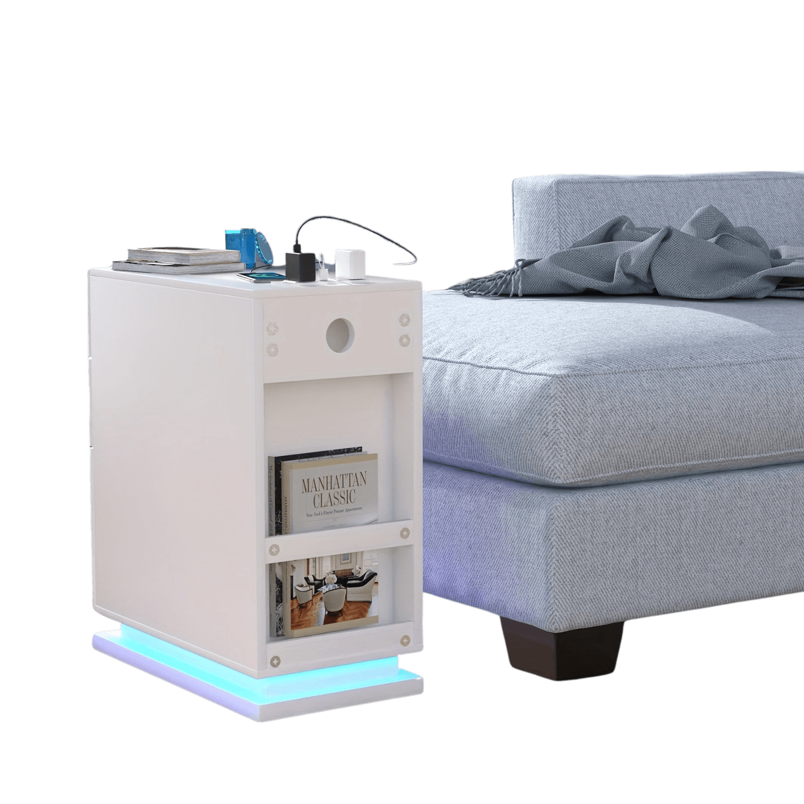 Bedroom Nightstand with 2 Drawers, Sofa Side Cabinet Storage - TKINGS