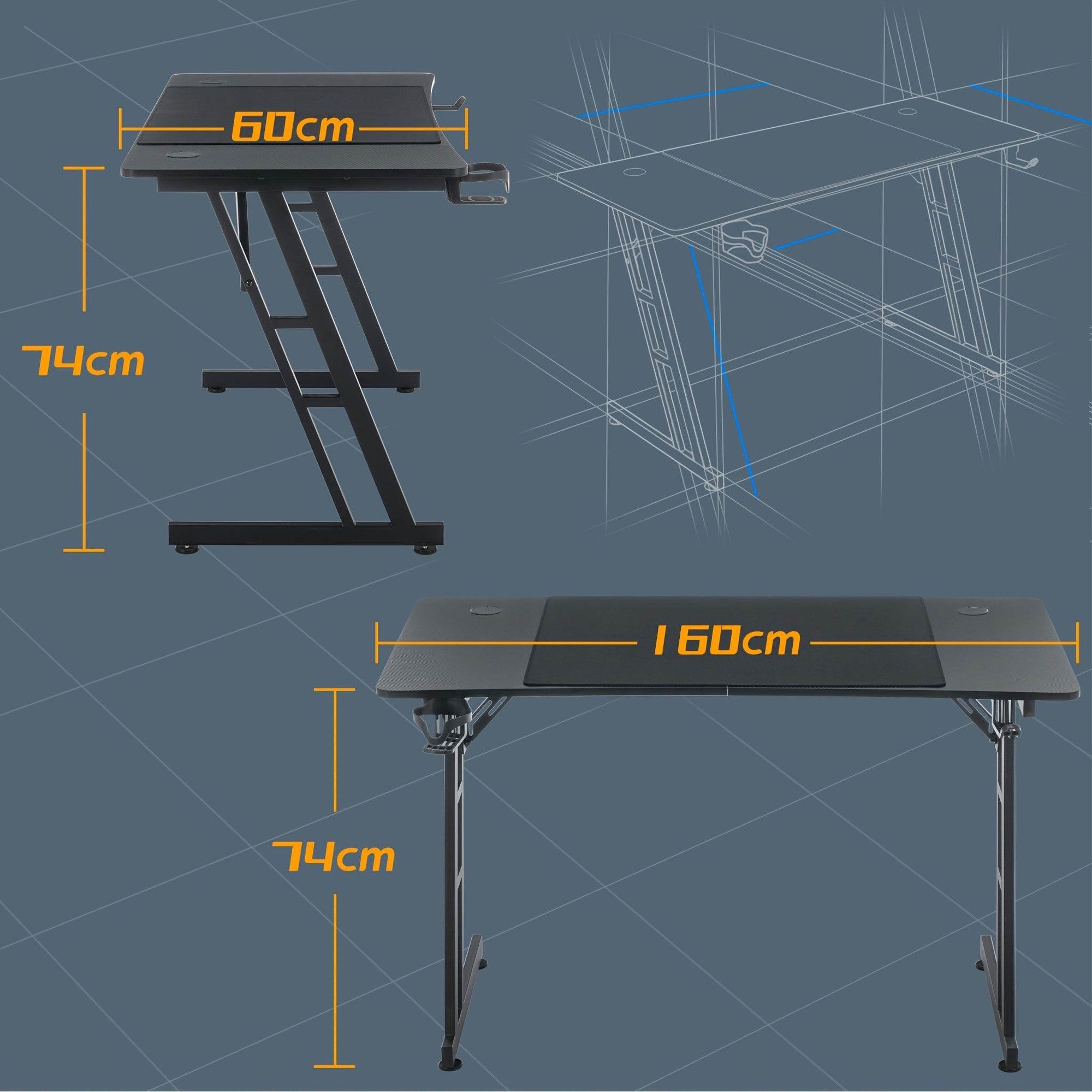 Gaming Desk with Headset And Cup Holder - TKINGS