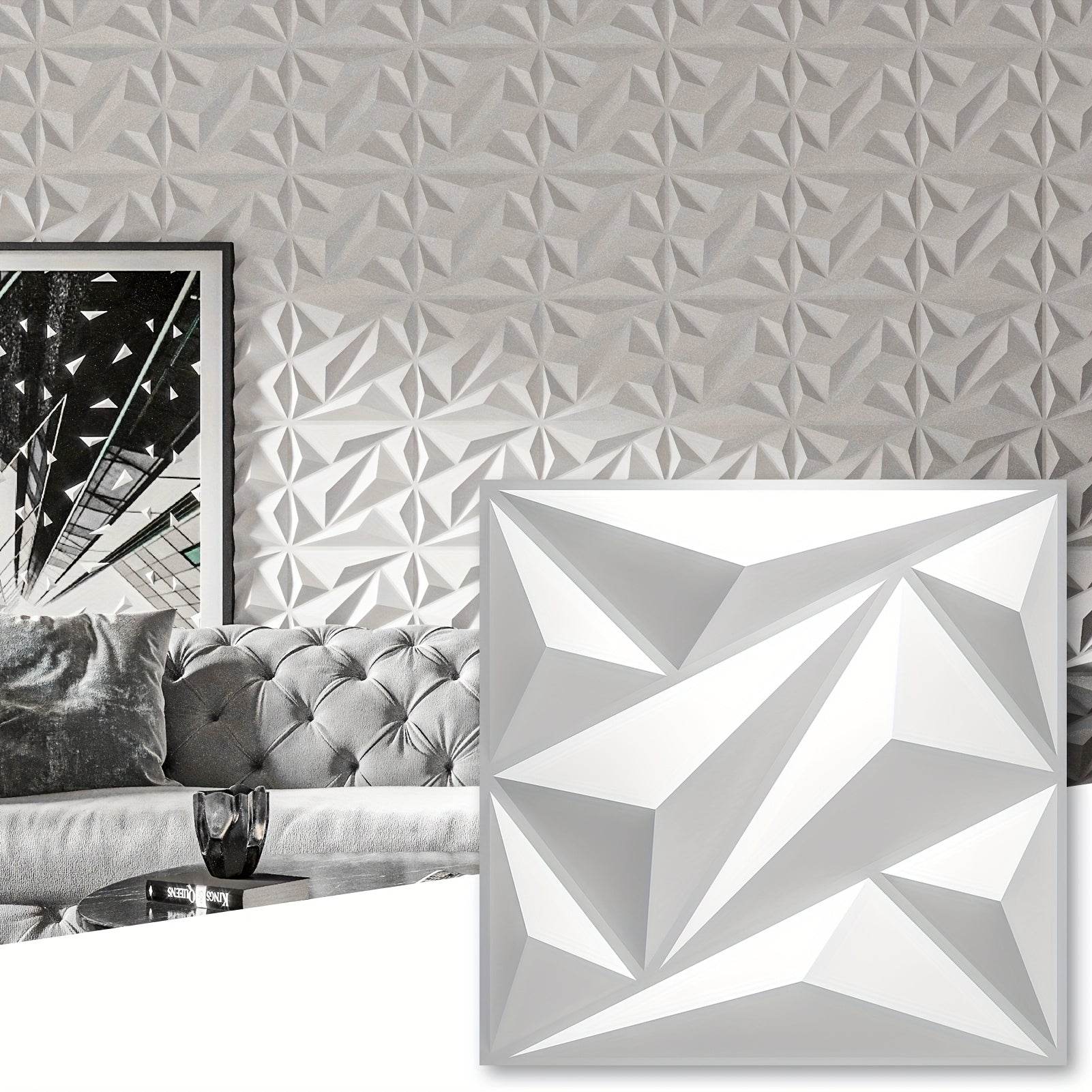 33pcs PVC Geometric Wall Panels - Slim, Easy-to-Install, Diamond Texture - TKINGS