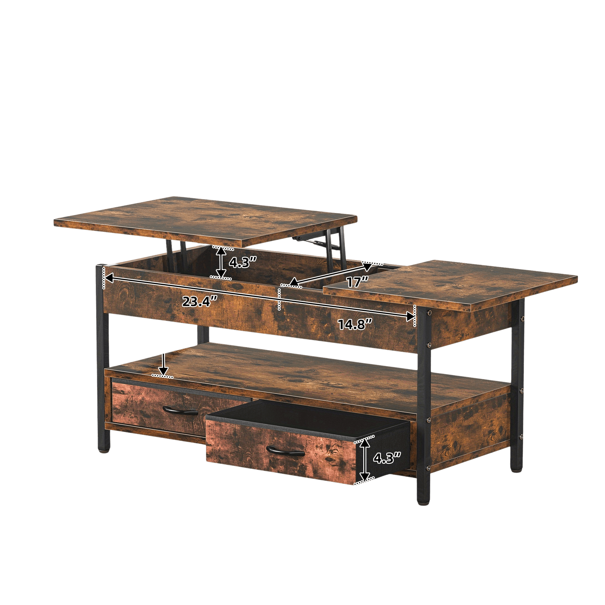 Solid Wood Coffee table with USB Powered LED - TKINGS