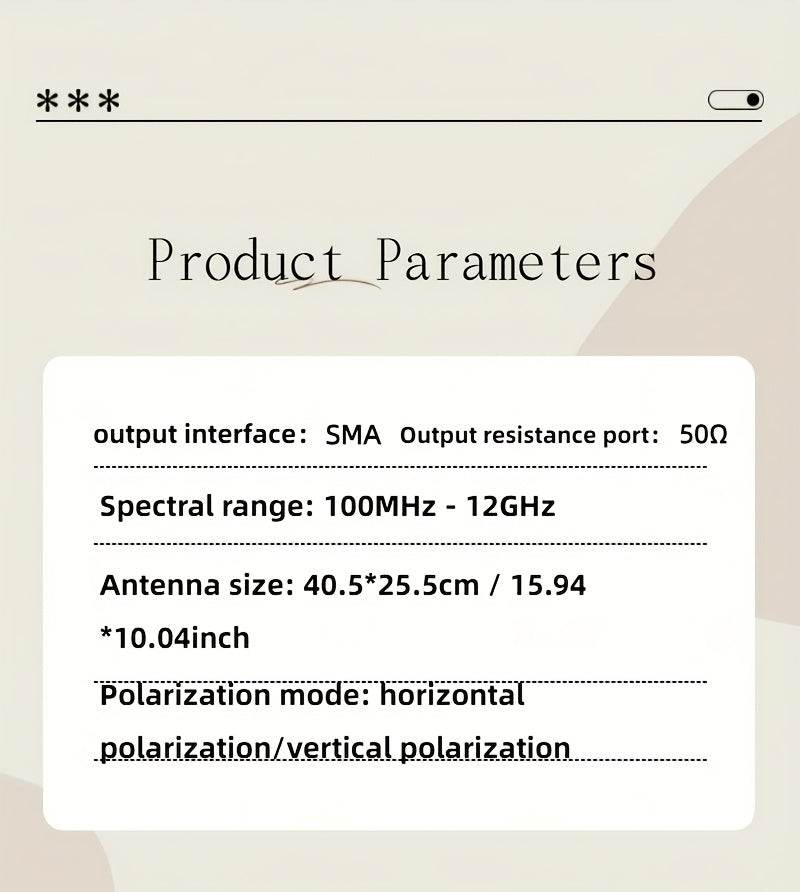 HT8 Log-Periodic Antenna 0.1-12GHz High 7-12dBi Gain 50Ω Impedance - TKINGS