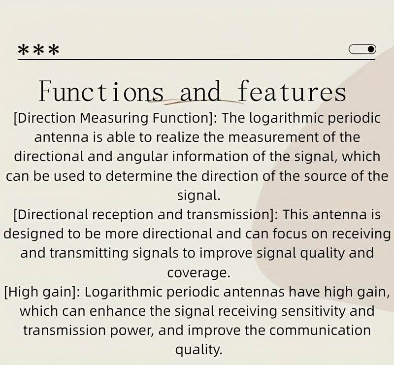 HT8 Log-Periodic Antenna 0.1-12GHz High 7-12dBi Gain 50Ω Impedance - TKINGS
