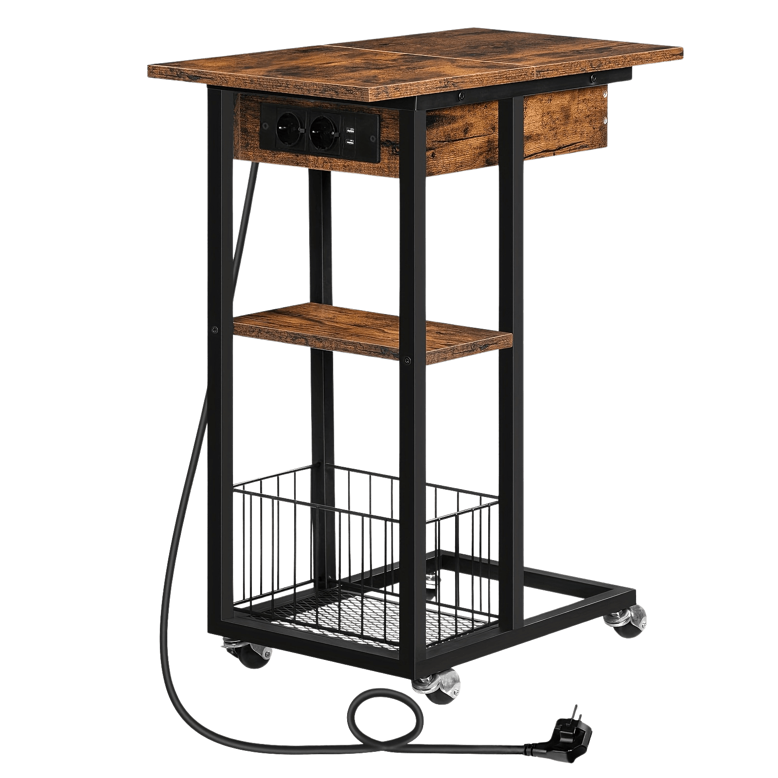 Vintage Tech Table with Charging Station - TKINGS
