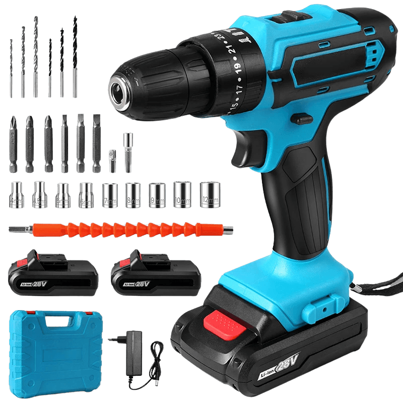 28V Impact Drill Screwdriver Rechargeable Electric Lithium Battery 1350rpm - TKINGS