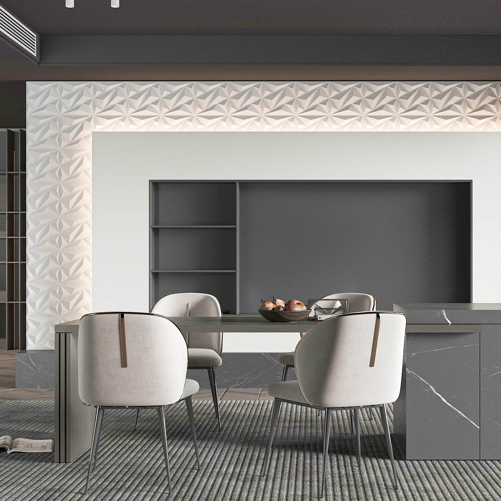 33pcs PVC Geometric Wall Panels - Slim, Easy-to-Install, Diamond Texture - TKINGS