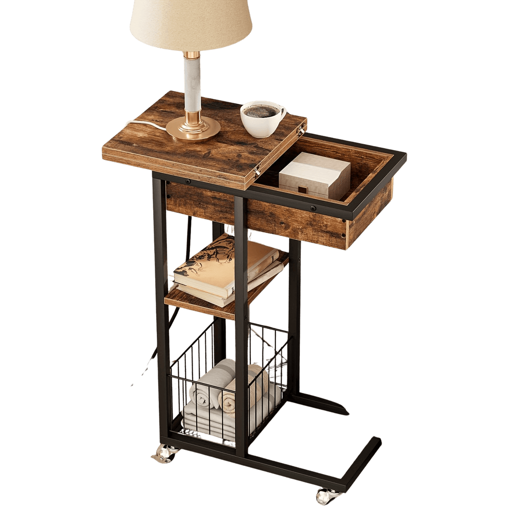 Vintage Tech Table with Charging Station - TKINGS