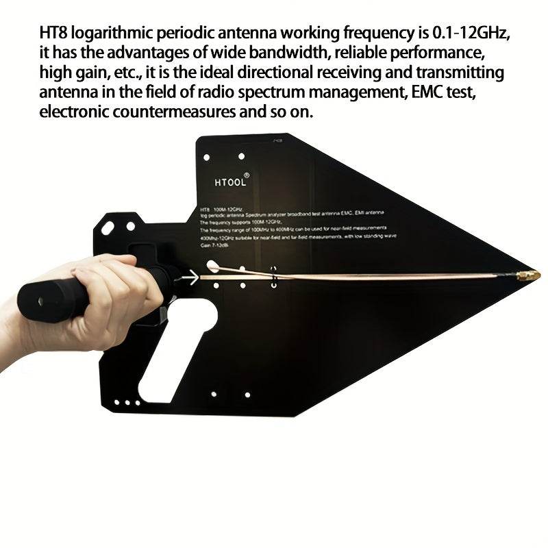 HT8 Log-Periodic Antenna 0.1-12GHz High 7-12dBi Gain 50Ω Impedance - TKINGS