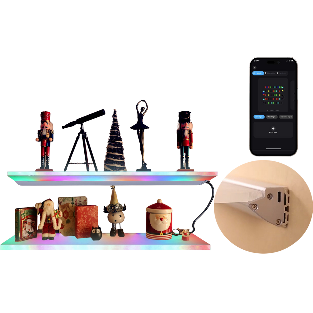 Floating Shelf with RGB AI Light, Work with App and Remote Control