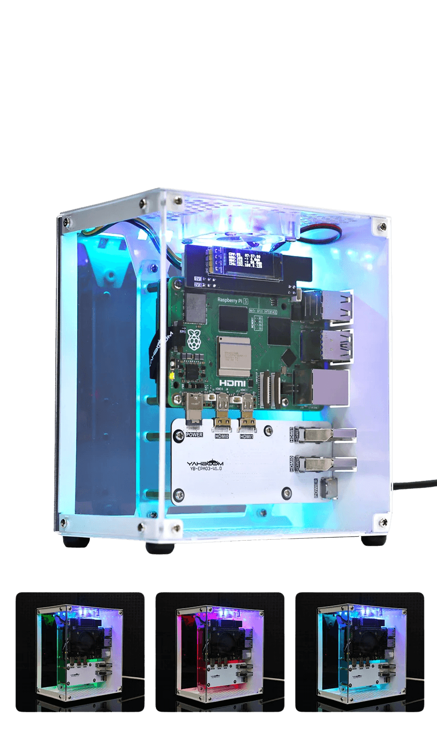 Protective Case for Raspberry Pi 5 Kit with Cooling Fan RGB - TKINGS