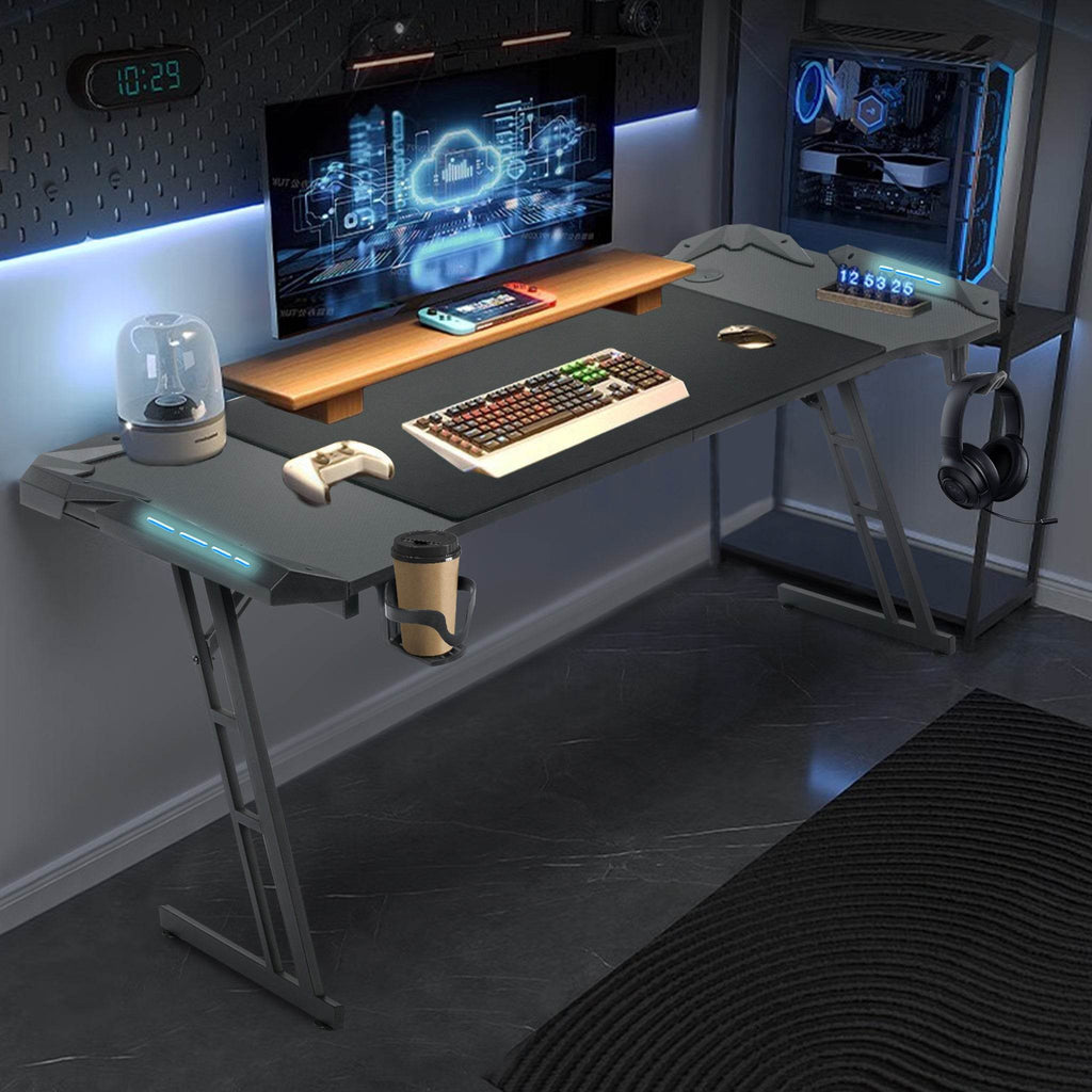 Gaming Desk with Headset And Cup Holder - TKINGS
