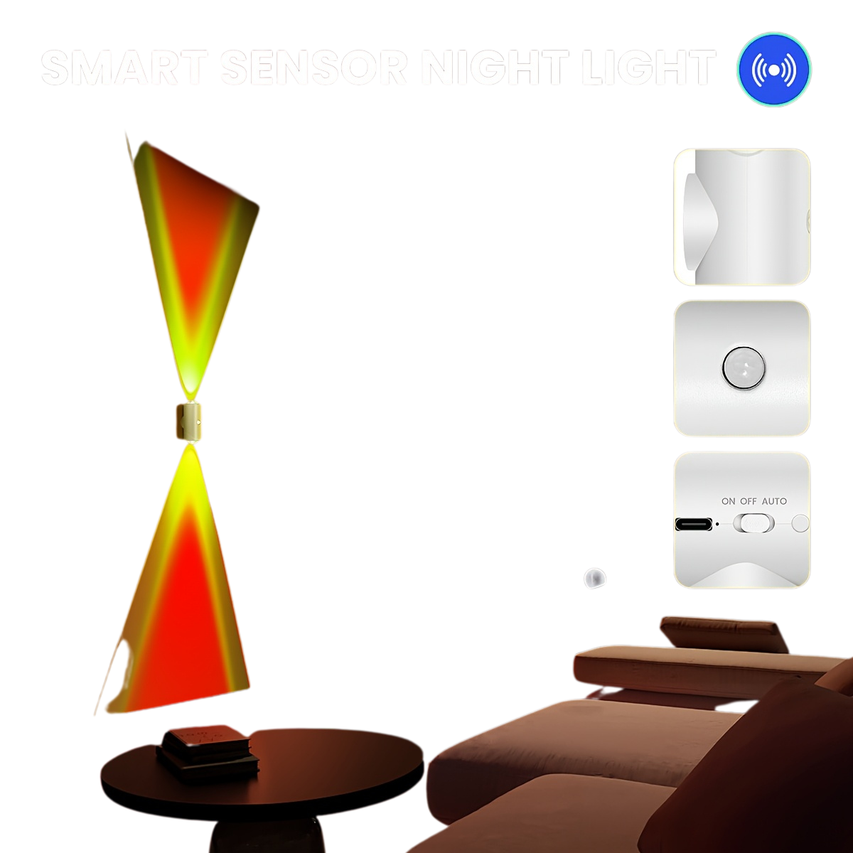 RGB Induction Sensor Night Light With USB Cable