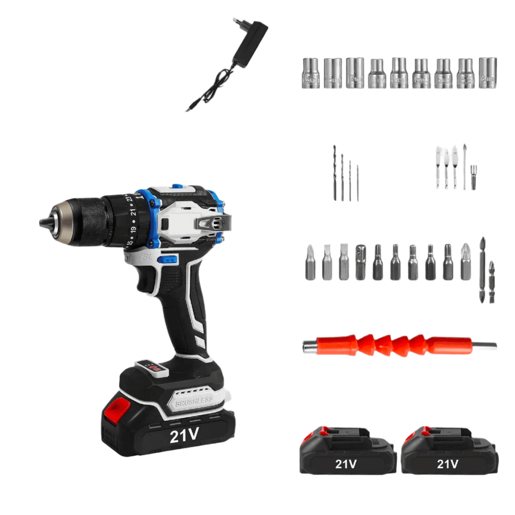 21V Brushless Cordless Drill Set Electric Screwdriver 25 + 1 - TKINGS