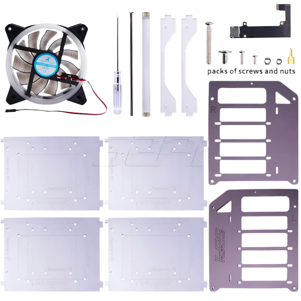 Pi Rack Tower Cluster Case Cooling Fan LED RGB - TKINGS
