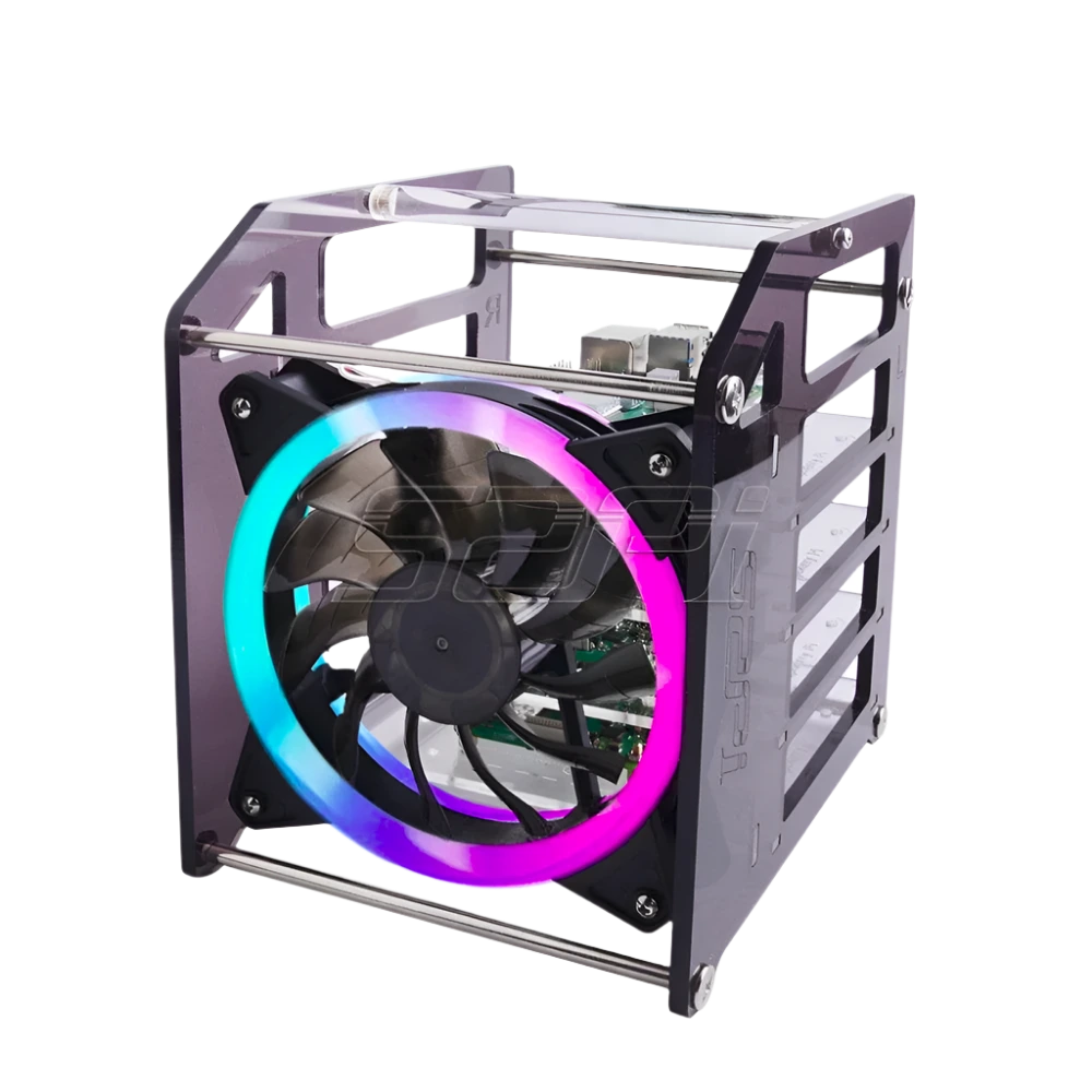 Pi Rack Tower Cluster Case Cooling Fan LED RGB - TKINGS