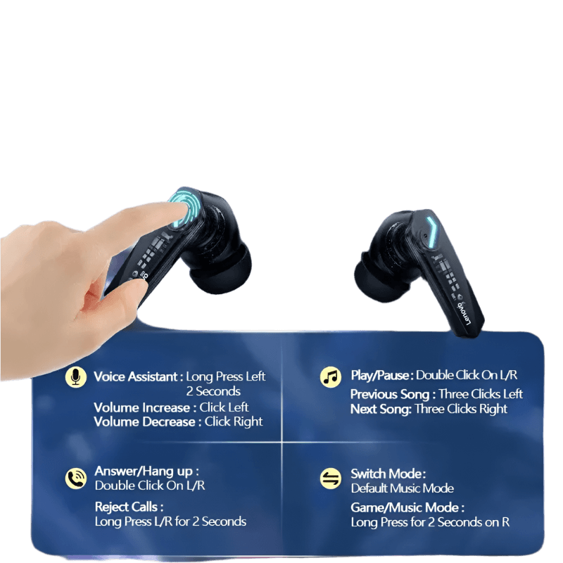 GM2 Pro Wireless Headphones Earphones Touch Control Noise Reduction - TKINGS
