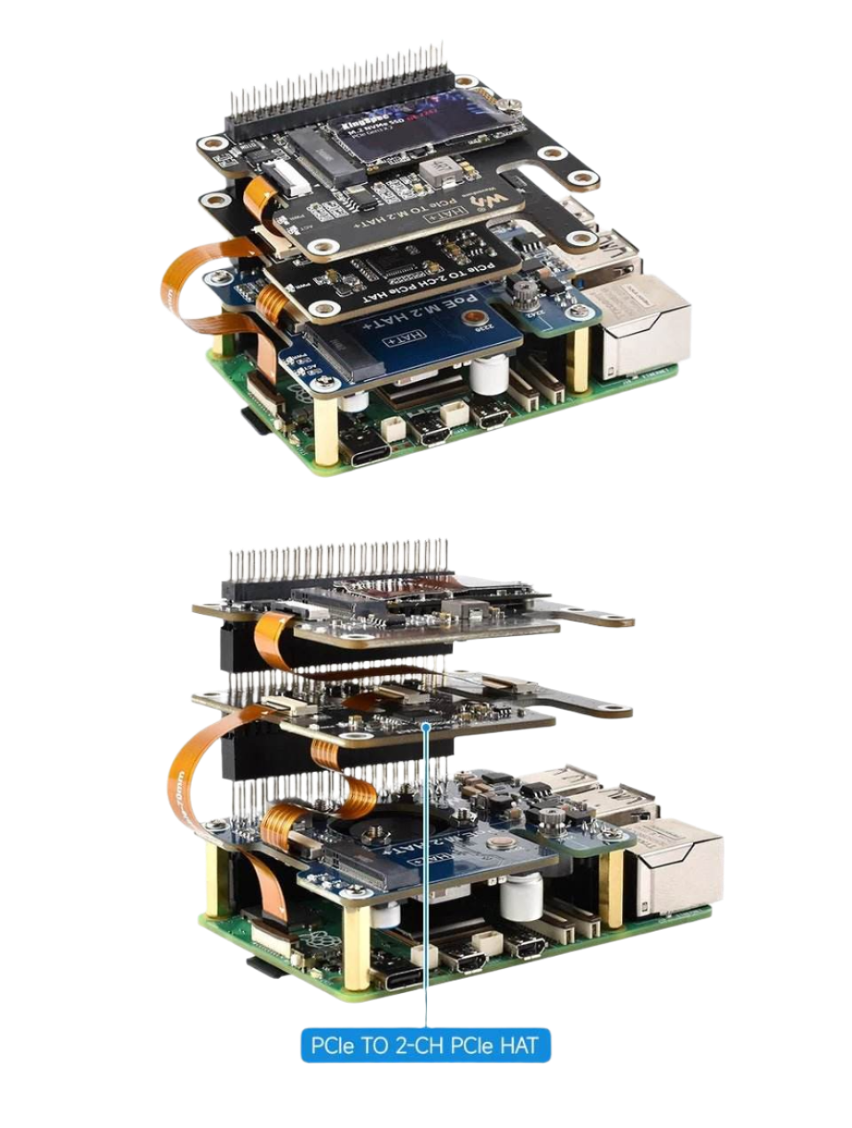 Raspberry Pi 5 PCIe to 2-CH PCIe FFC Dual PCIe HAT Board RPi5 Double - TKINGS