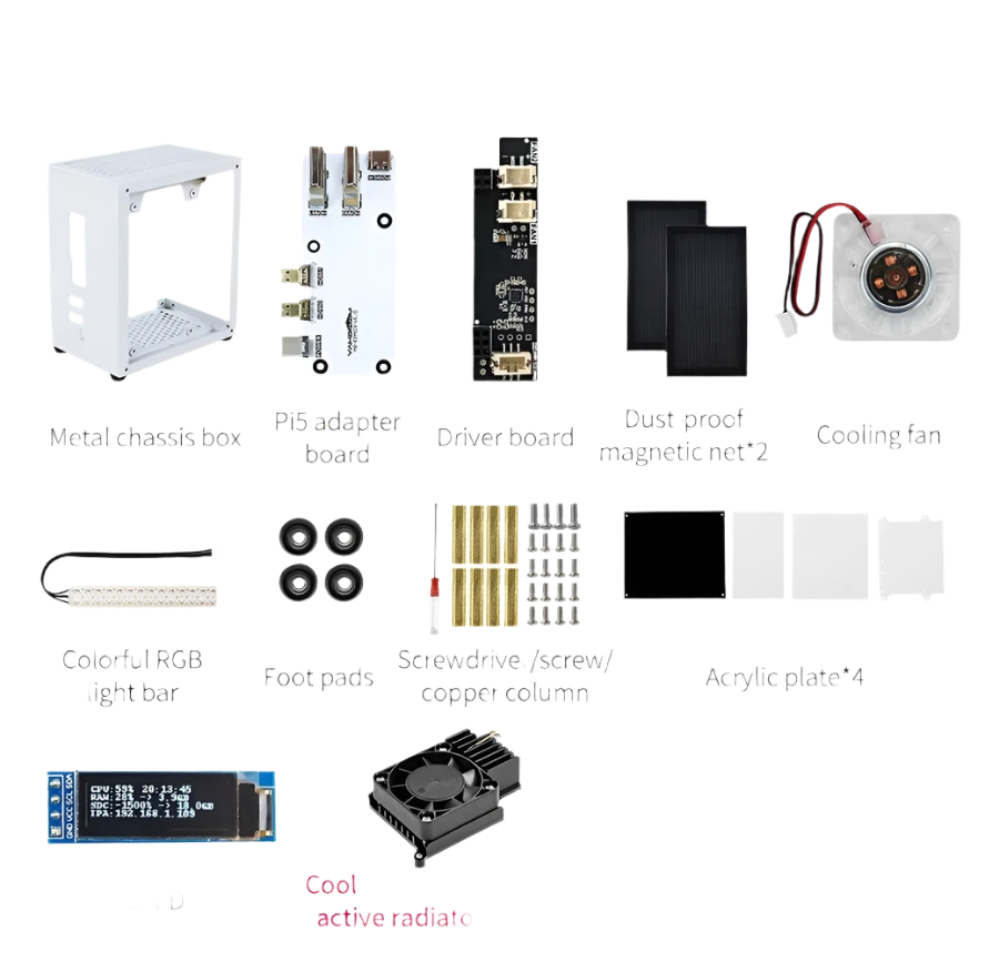 Protective Case for Raspberry Pi 5 Kit with Cooling Fan RGB - TKINGS