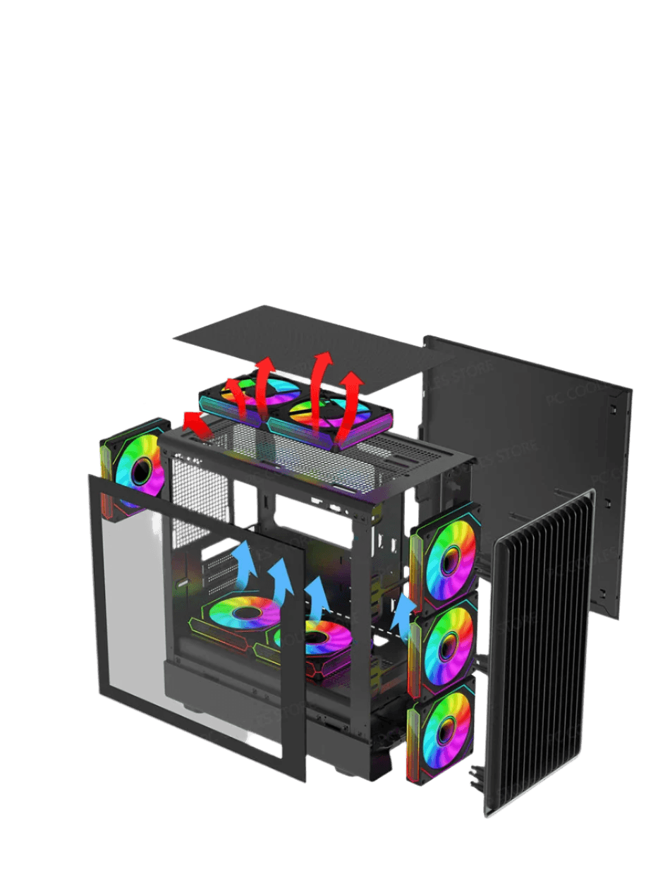 V1 MATX ITX Chassis Desktop Computer Side Transparent Glass - TKINGS