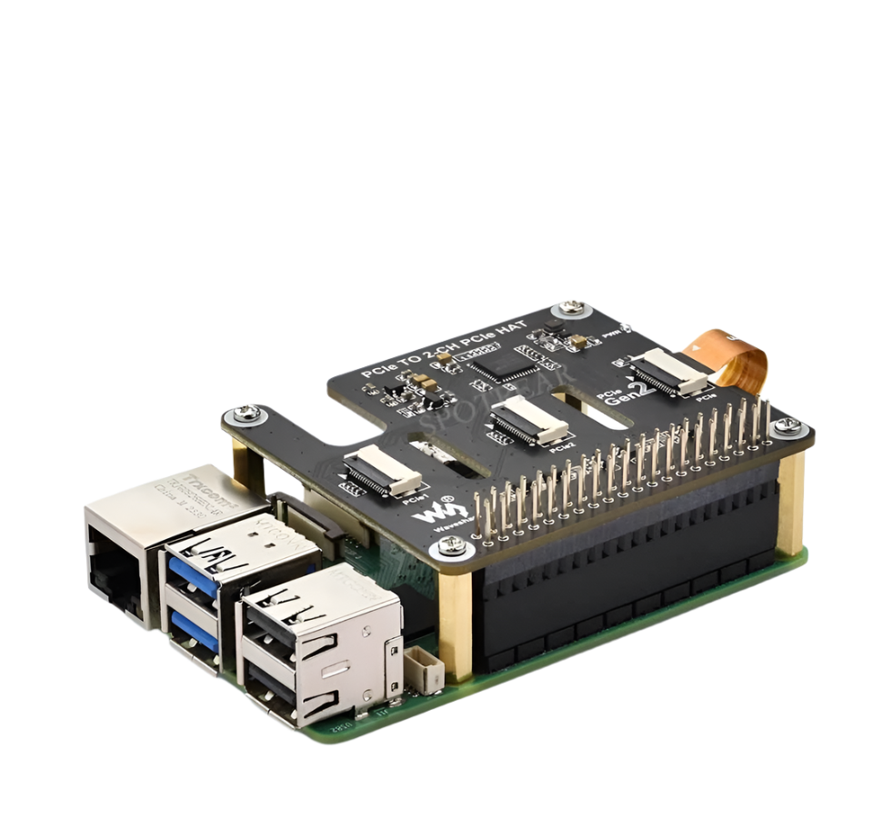 Raspberry Pi 5 PCIe to 2-CH PCIe FFC Dual PCIe HAT Board RPi5 Double - TKINGS