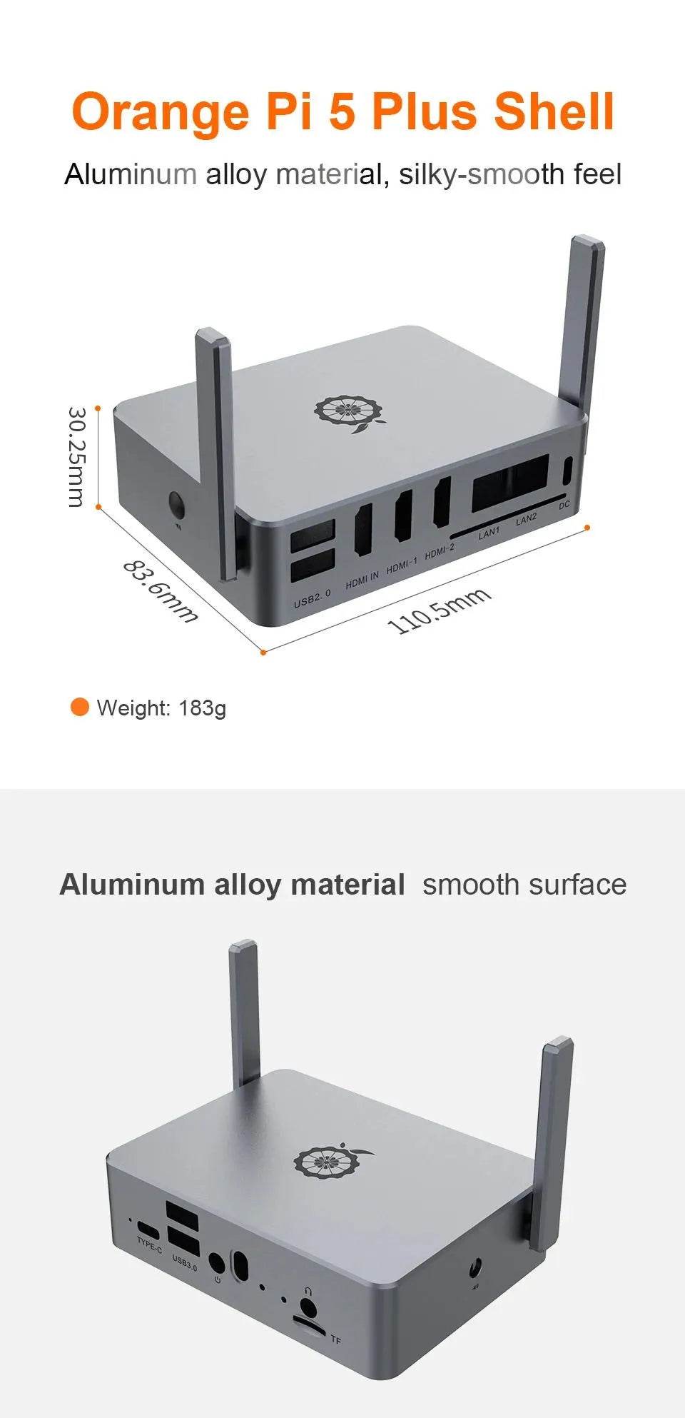 Orange Pi 5 Plus Aluminum Case Metal Shell Passive Cooling - TKINGS