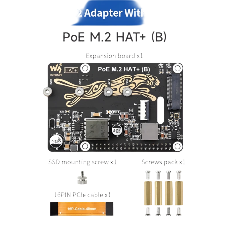Raspberry Pi 5 PCIe To M.2 With PoE HAT (B) - TKINGS