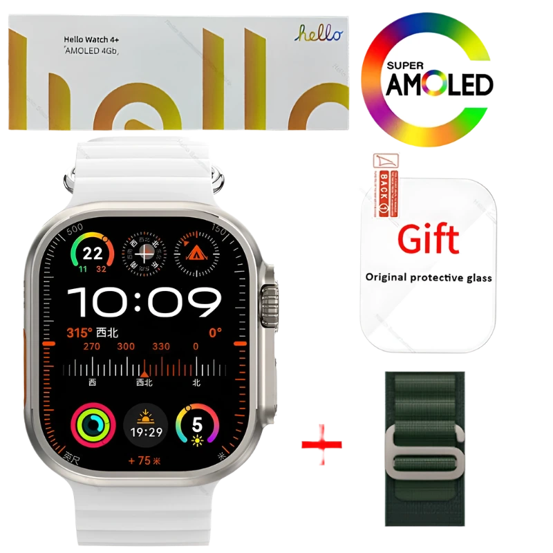 Smartwatch 2025 Official Original Hello Watch 4 Plus ULTRA 2 AMOLED 4G NFC - TKINGS