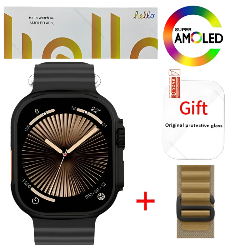 Smartwatch 2025 Official Original Hello Watch 4 Plus ULTRA 2 AMOLED 4G NFC - TKINGS