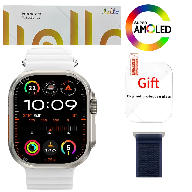 Smartwatch 2025 Official Original Hello Watch 4 Plus ULTRA 2 AMOLED 4G NFC - TKINGS