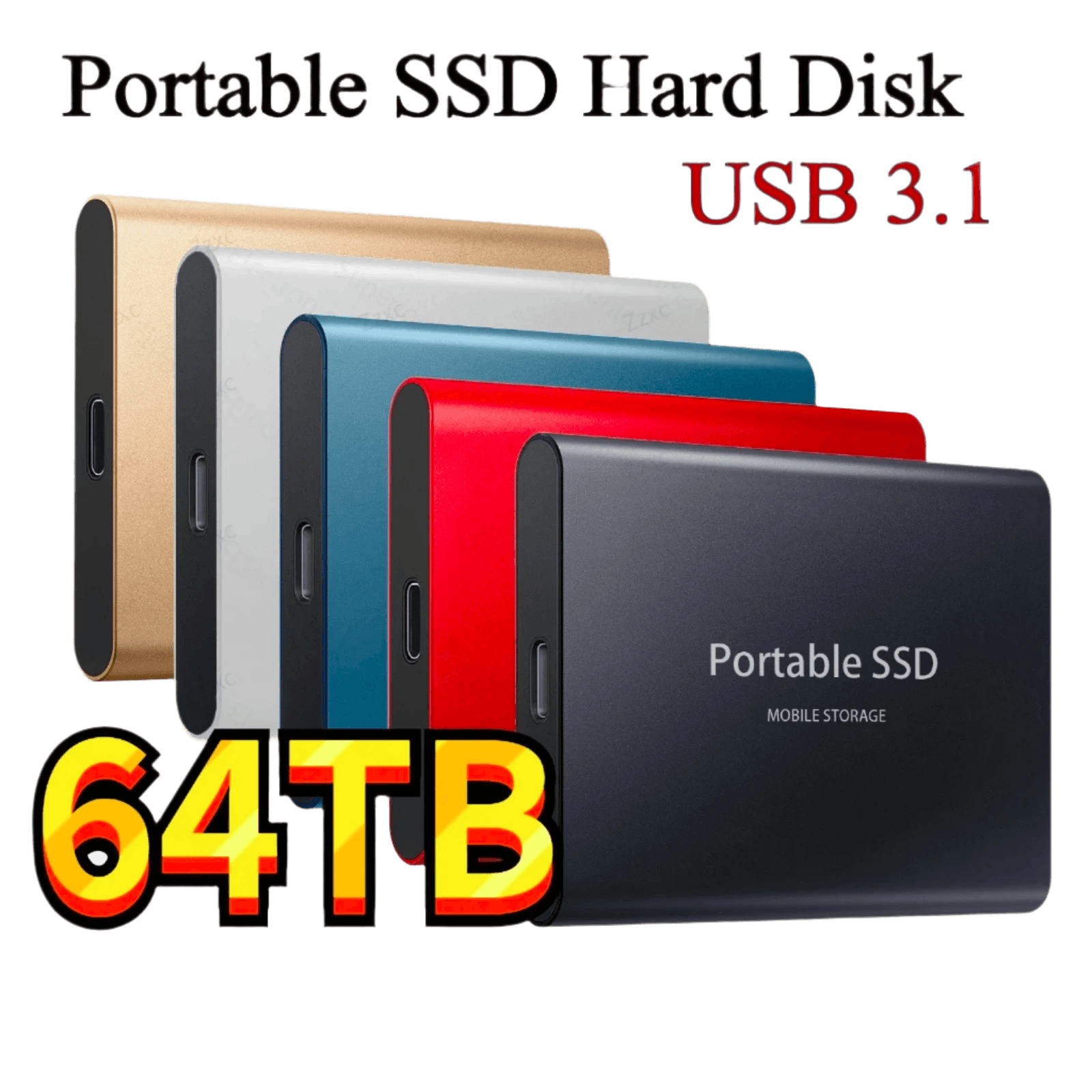 Portable SSD Type-C USB 3.1 60TB 30TB 16TB 8TB SSD Hard Drive - TKINGS
