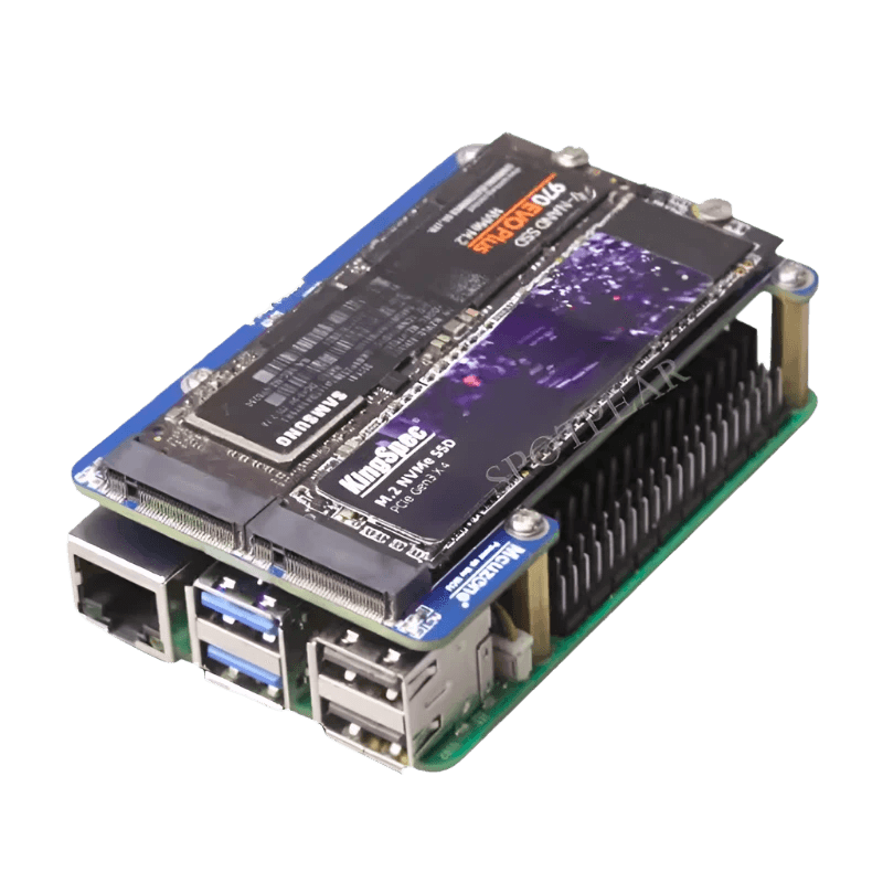 Raspberry Pi 5 PCIe to M.2 NVMe Dual SSD Adapter MPS2280D - TKINGS