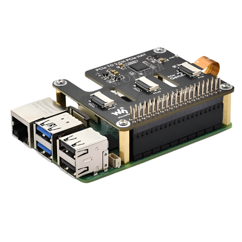 Raspberry Pi 5 PCIe to 2-CH PCIe FFC Dual PCIe HAT Board RPi5 Double - TKINGS