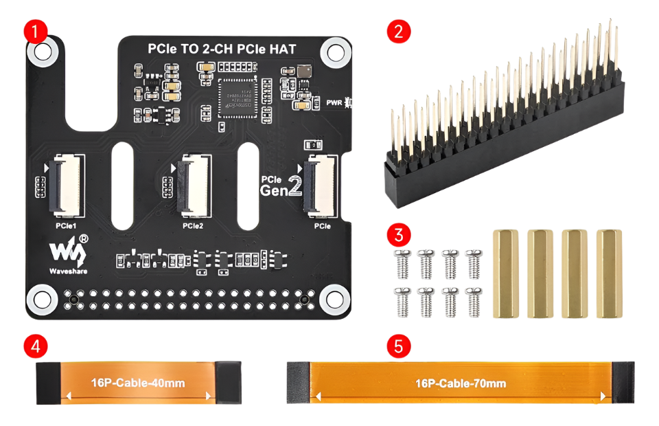 Raspberry Pi 5 PCIe to 2-CH PCIe FFC Dual PCIe HAT Board RPi5 Double - TKINGS