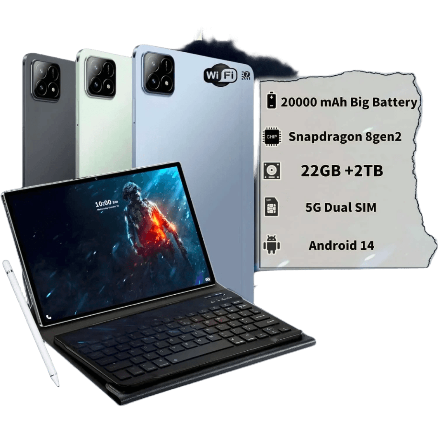 PAD 7S Pro 8GEN2 11'' HD 22GB+2TB 20000 mAh 5G Dual SIM Wifi - TKINGS